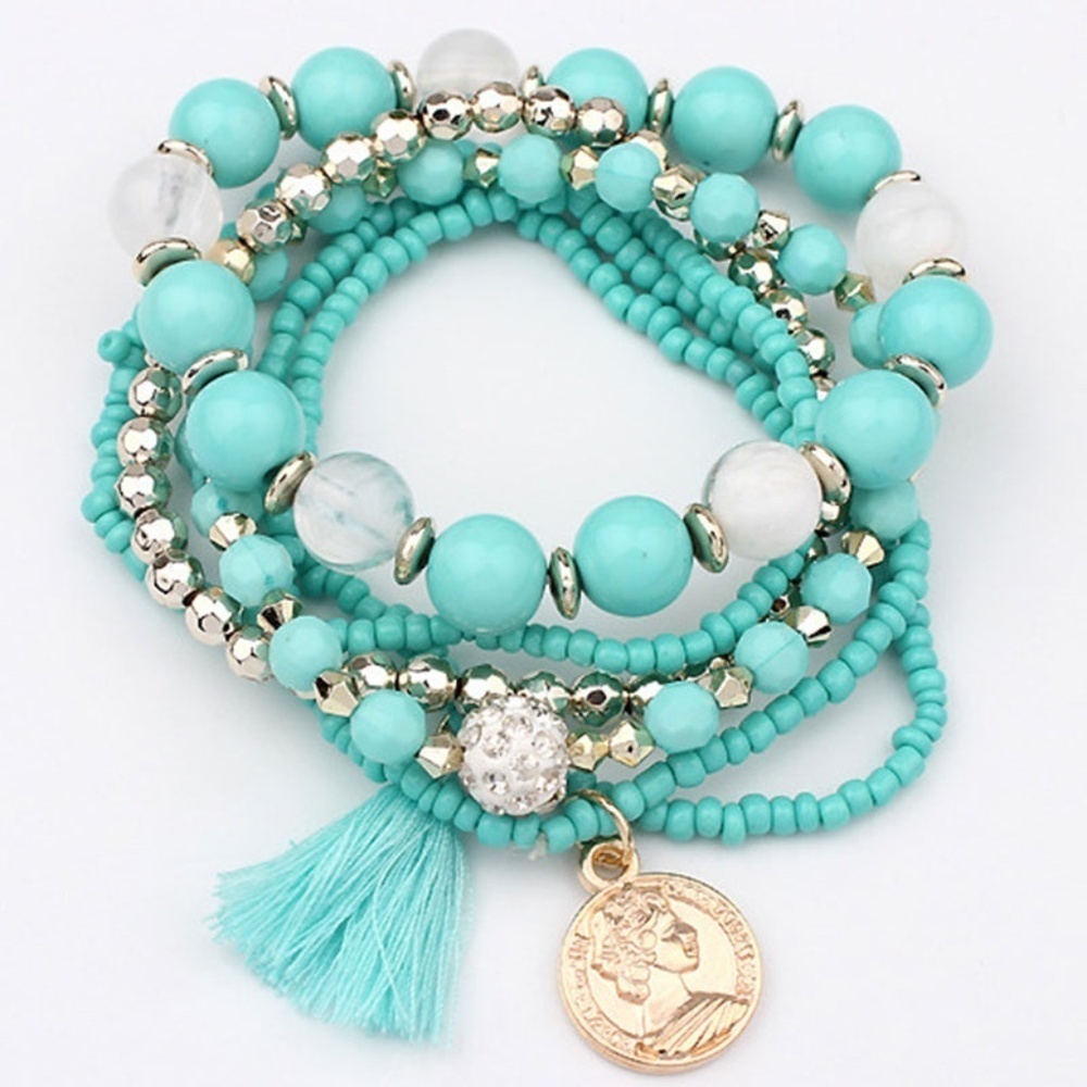 *FINLEY* Blue Tassel x Coin Fashion Bracelets